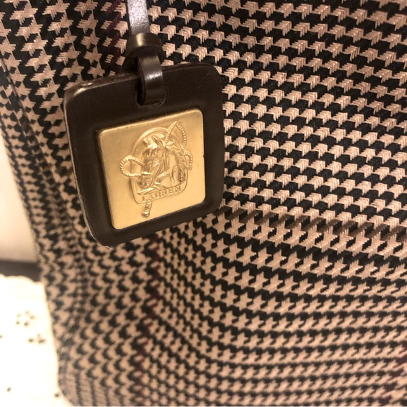 Lauren Ralph Lauren Brown Houndstooth Chevron Shoulder Strap Hand Bag - Picture 3 of 6